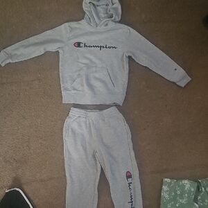 Champion Light Gray Hoodie and Joggers Set